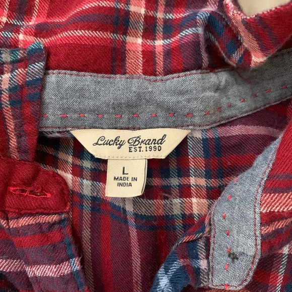 Lucky brand plaid long sleeve button down shirt slight high-low EUC - Picture 4 of 7